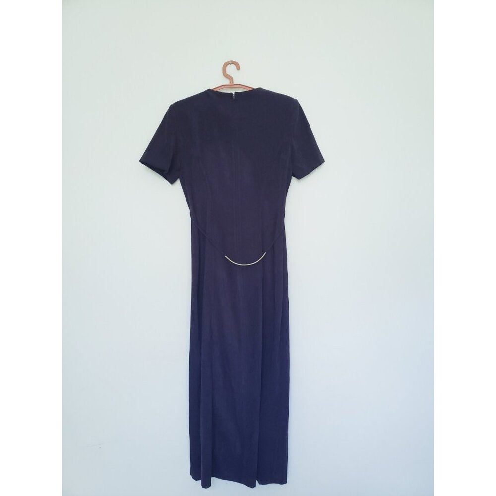 VTG Victoria Stephens Womens 10 Sheath Midi Dress Purple Metal Waist Side Slit - Picture 2 of 5